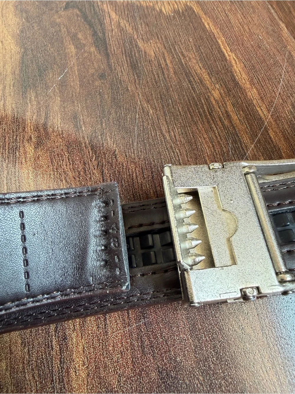 Nexbelt Brown Leather Belt Silver Hardware Cut to 48